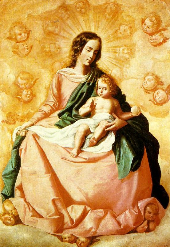 Francisco de Zurbaran virgin and child in the clouds oil painting picture